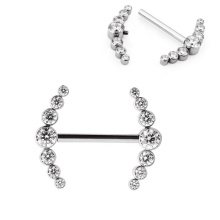 Personalized Titanium Bezel Set CZ Stone Cluster Top Internally Threaded Sexy Nipple Ring